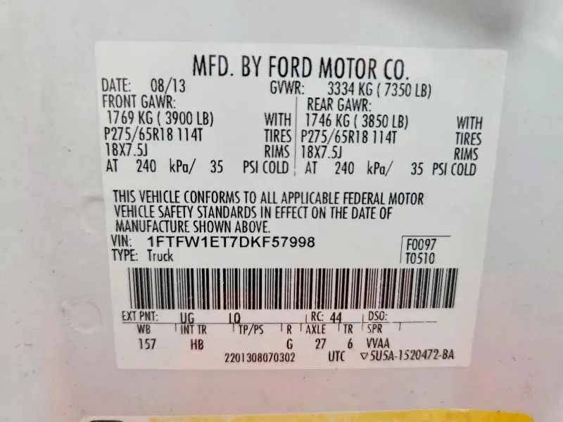 2013 FORD F150 SUPERCREW  