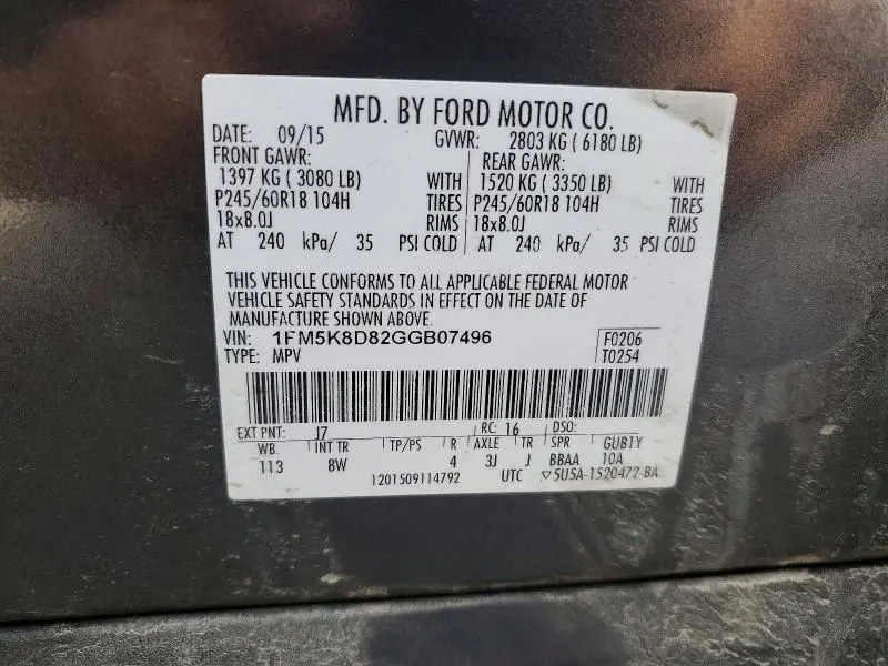 2016 FORD EXPLORER XLT  