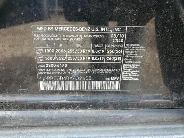 2011 MERCEDES-BENZ ML 350  