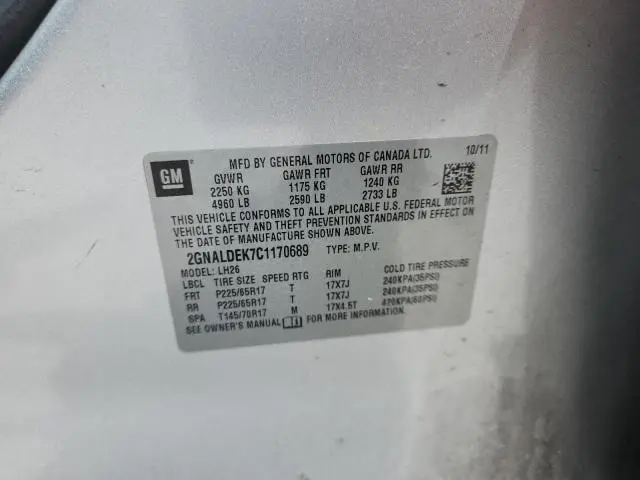 2012 CHEVROLET EQUINOX LT  