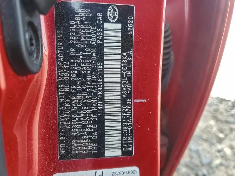 2012 TOYOTA CAMRY BASE  