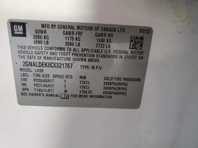 2012 CHEVROLET EQUINOX LT