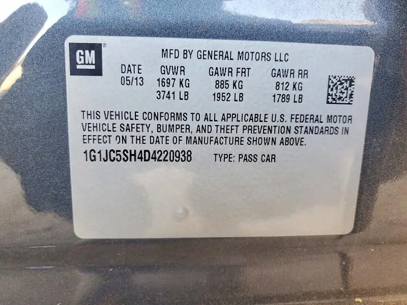 2013 CHEVROLET SONIC LT  