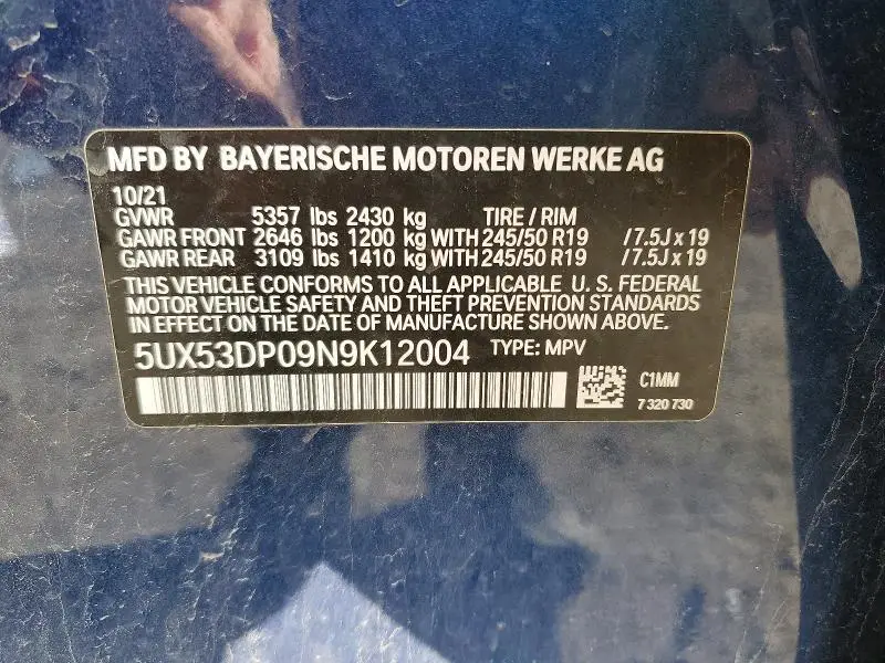 2022 BMW X3 XDRIVE30I  