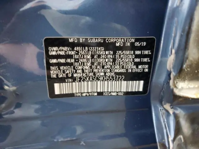 2019 SUBARU FORESTER LIMITED  