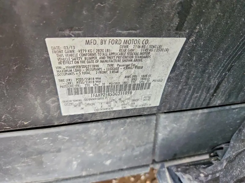 2013 FORD TAURUS SEL  
