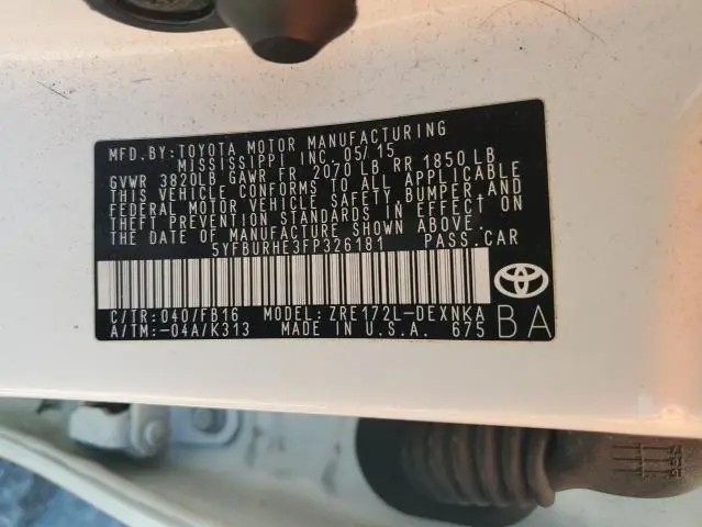 2015 TOYOTA COROLLA L  