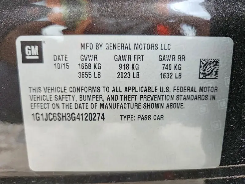 2016 CHEVROLET SONIC LT  