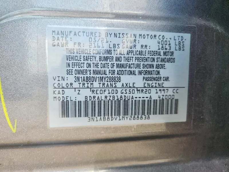 2021 NISSAN SENTRA SR  