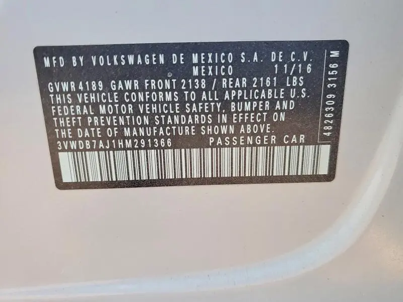 2017 VOLKSWAGEN JETTA SE  