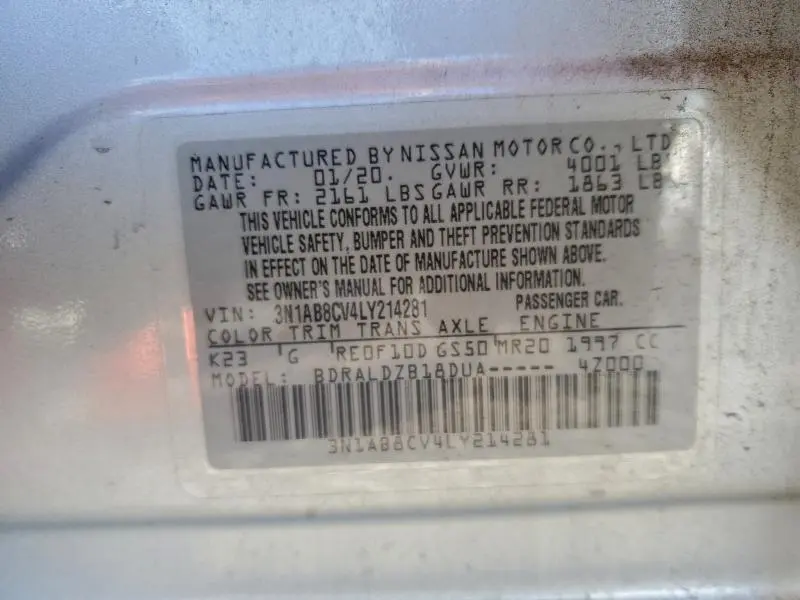 2020 NISSAN SENTRA SV  