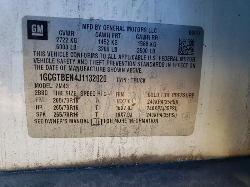 2018 CHEVROLET COLORADO   