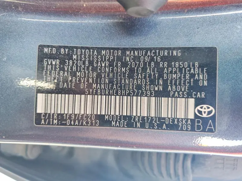 2017 TOYOTA COROLLA SE  