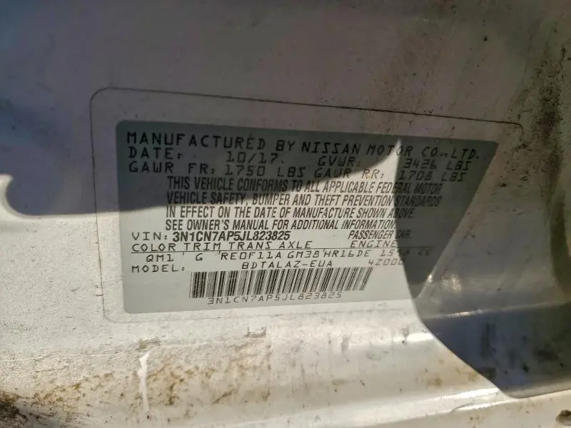 2018 NISSAN VERSA S PLUS  