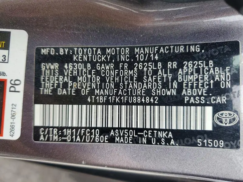 2015 TOYOTA CAMRY LE  