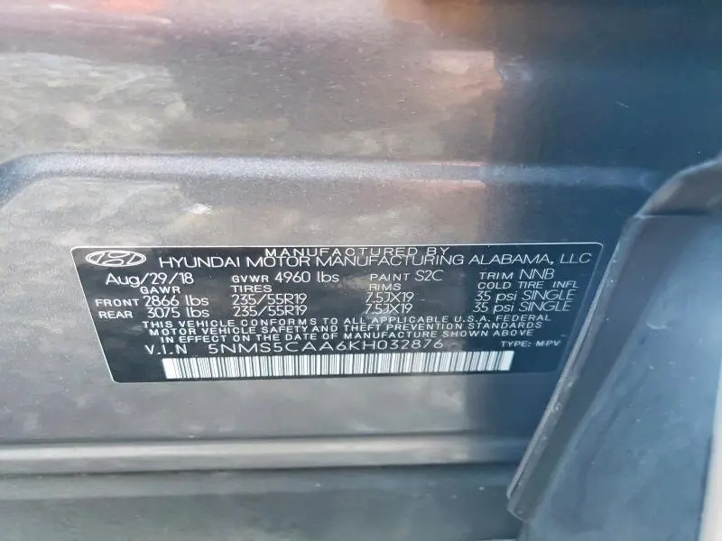 2019 HYUNDAI SANTA FE LIMITED  