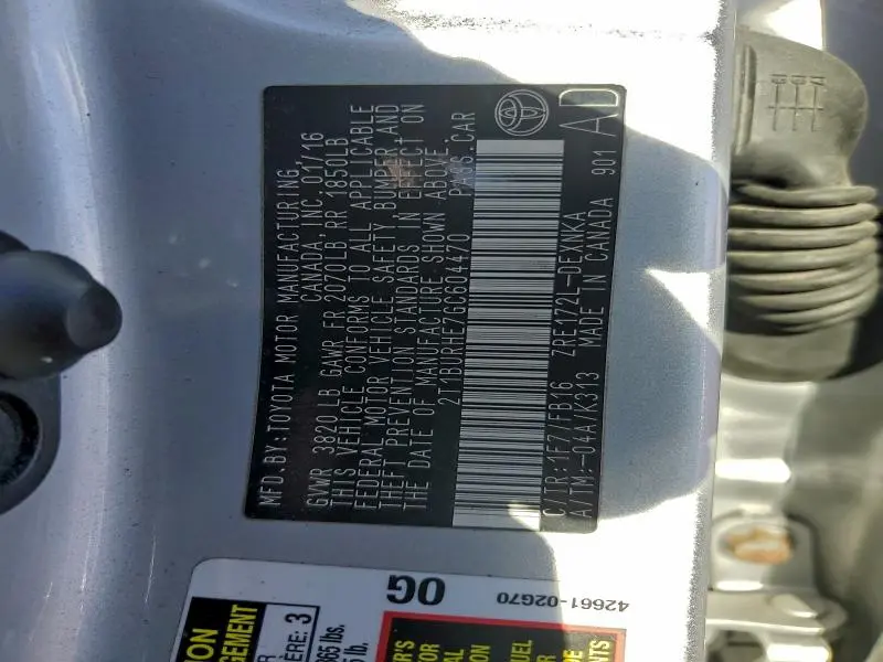 2016 TOYOTA COROLLA L  