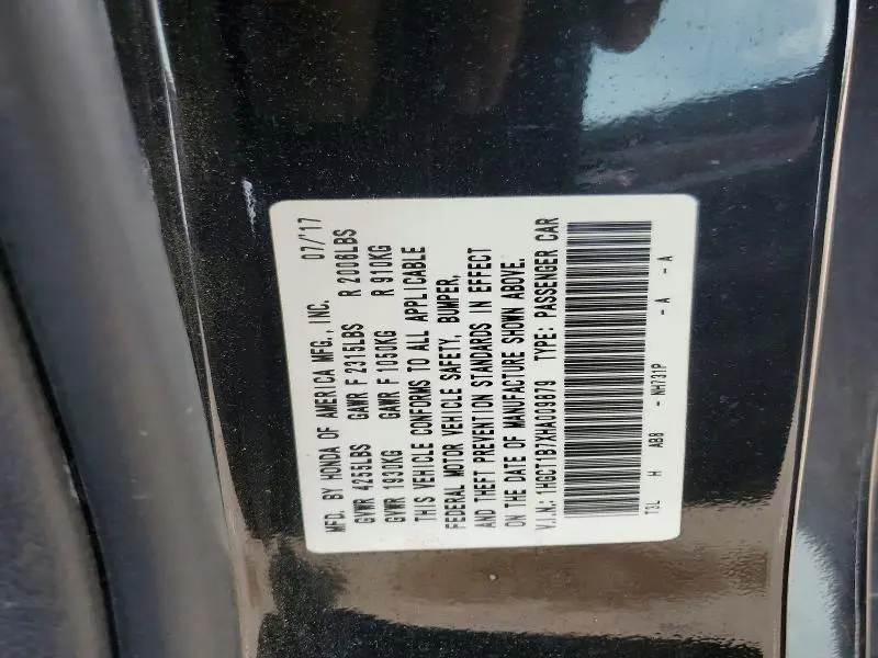 2017 HONDA ACCORD EX  