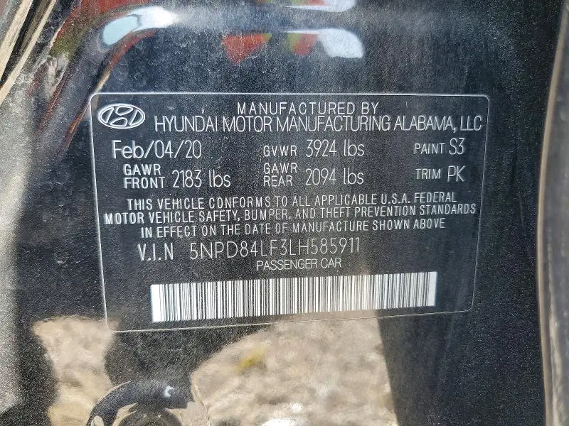 2020 HYUNDAI ELANTRA SEL  