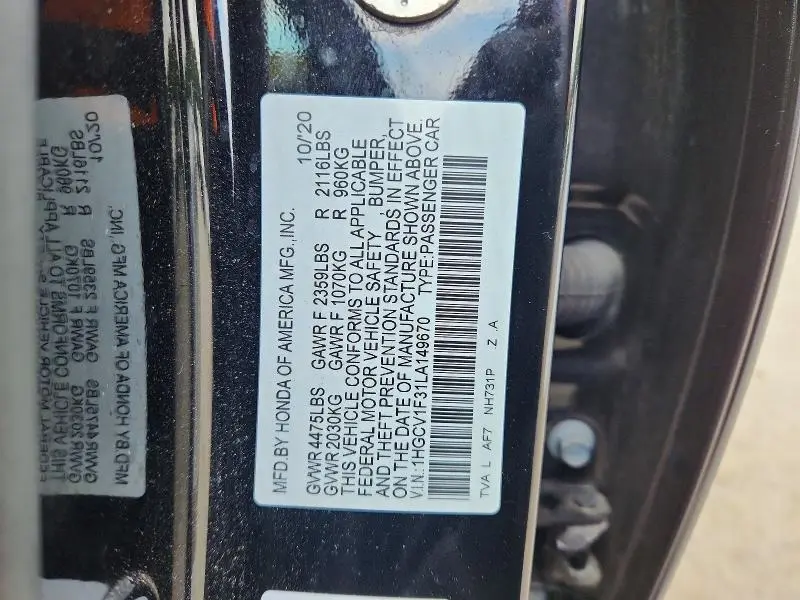 2020 HONDA ACCORD SPORT  
