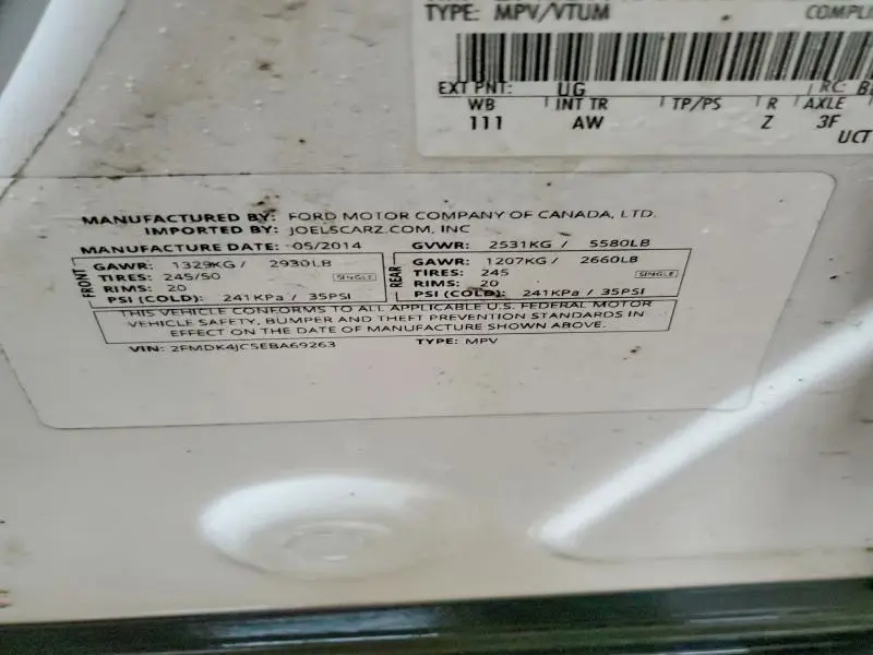 2014 FORD EDGE SEL  