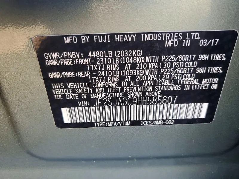 2017 SUBARU FORESTER 2.5I PREMIUM  