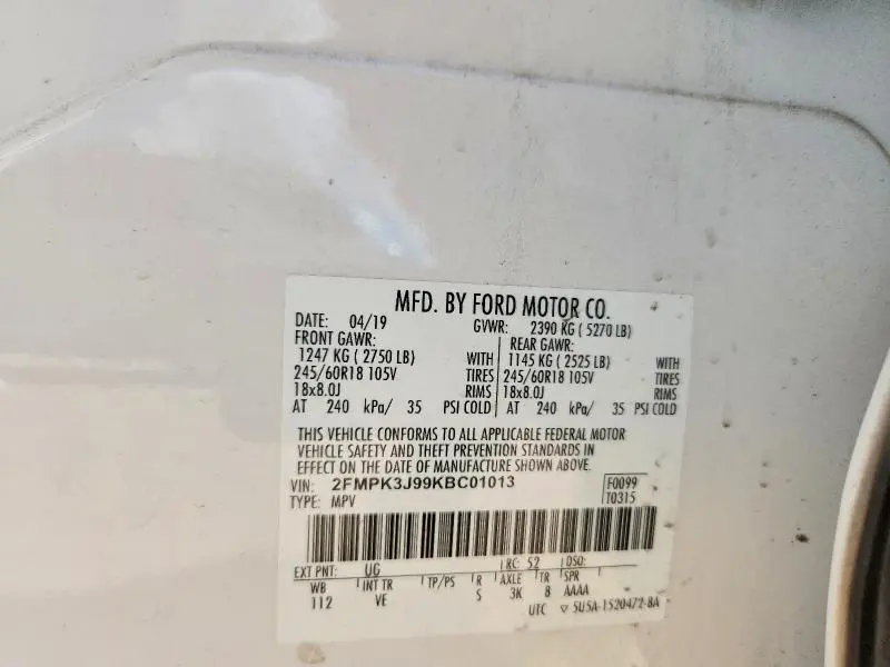 2019 FORD EDGE SEL  