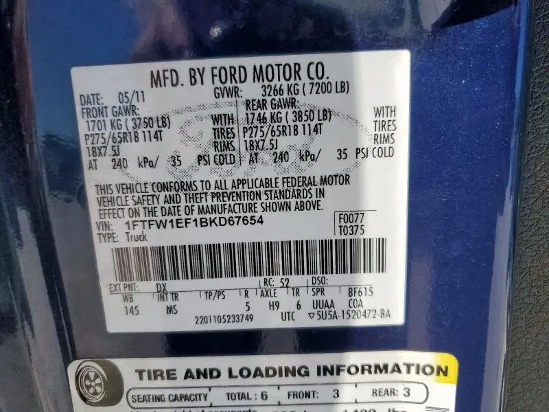 2011 FORD F150 SUPERCREW  