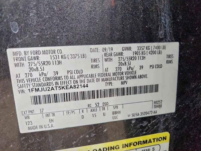 2019 FORD EXPEDITION LIMITED  