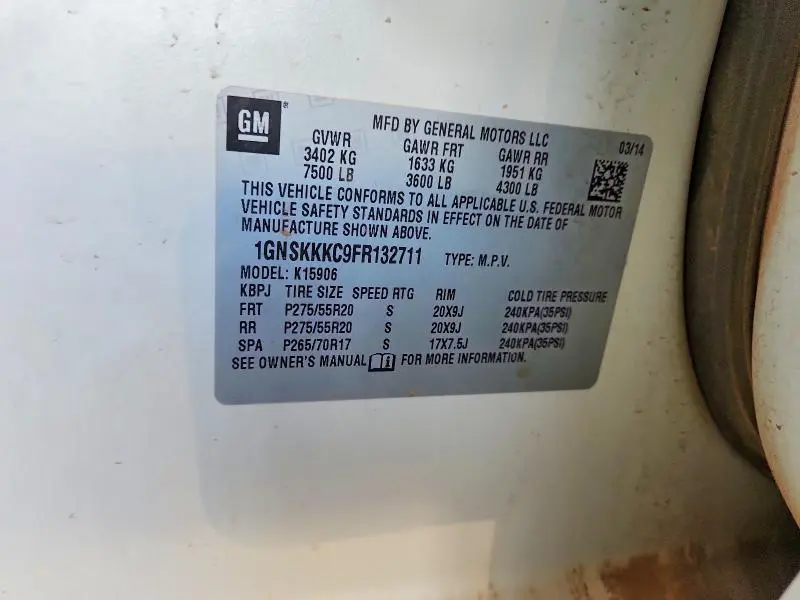 2015 CHEVROLET SUBURBAN K1500 LTZ  