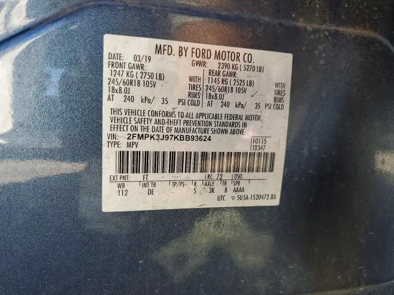 2019 FORD EDGE SEL  