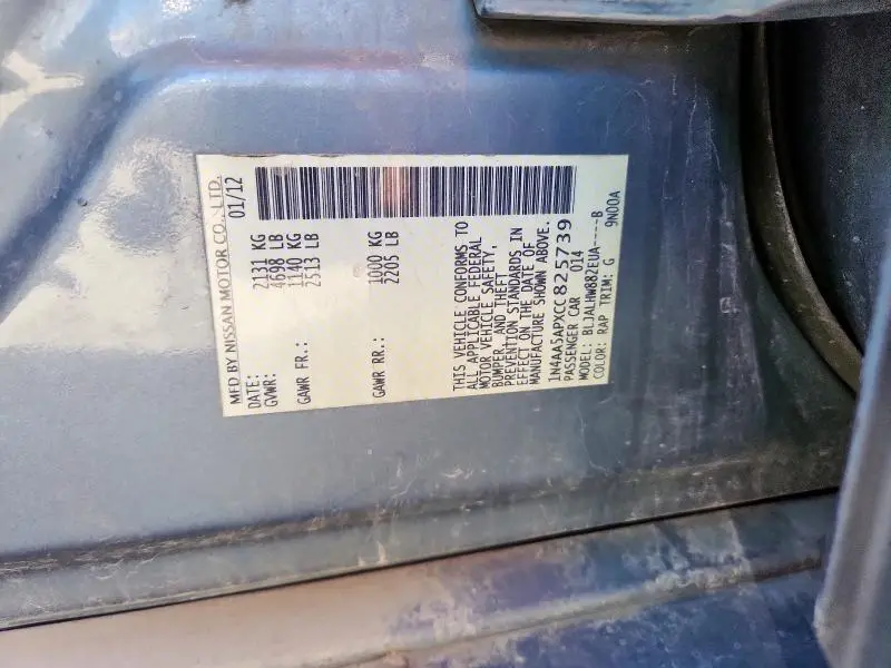 2012 NISSAN MAXIMA S  