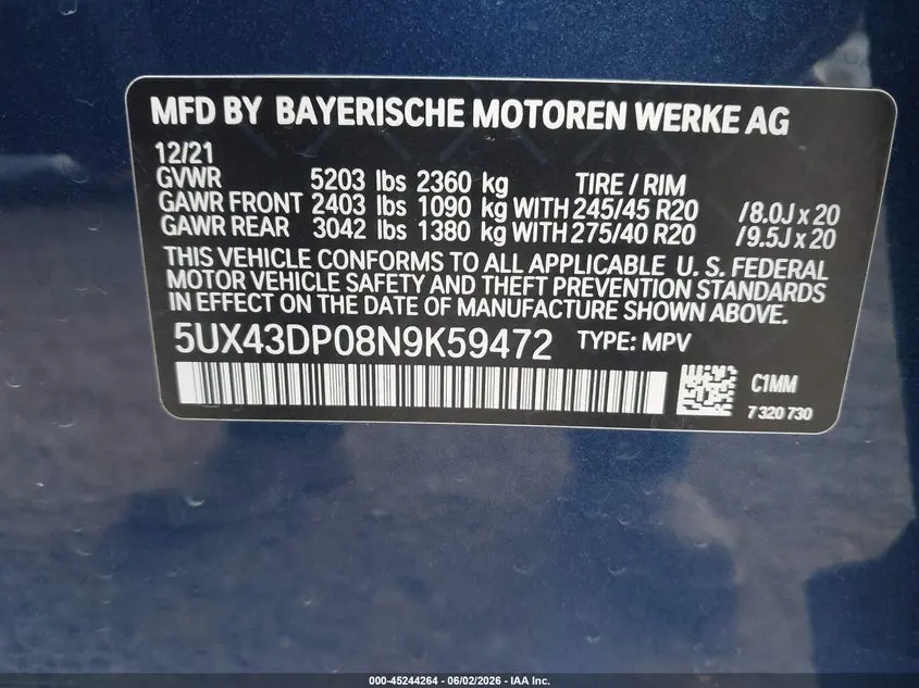 2022 BMW X3 SDRIVE30I