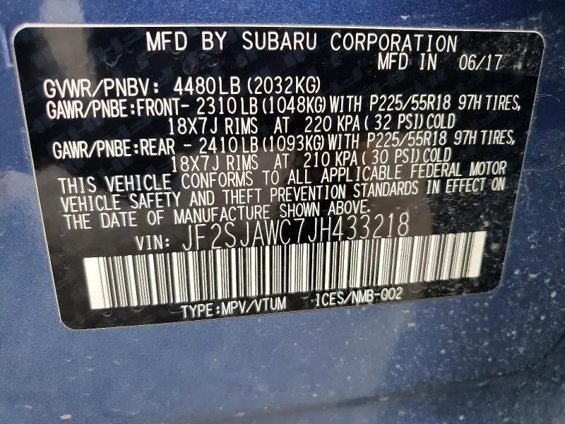 2018 SUBARU FORESTER 2.5I TOURING  