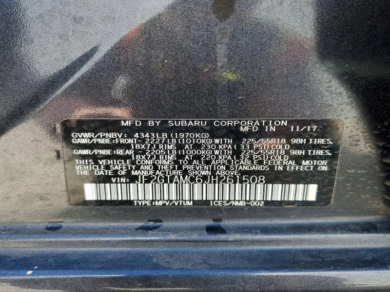 2018 SUBARU CROSSTREK LIMITED  