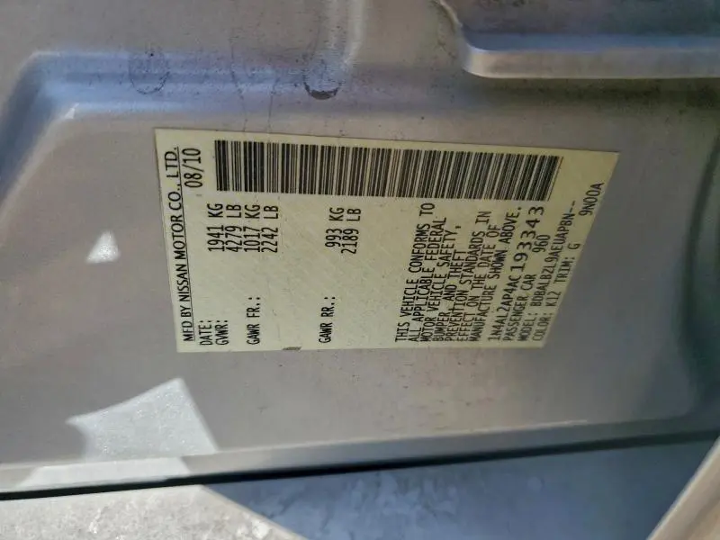 2010 NISSAN ALTIMA BASE  