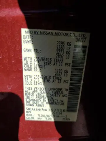 2017 NISSAN MURANO S  