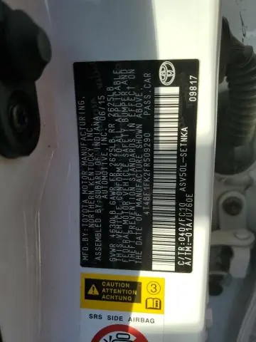 2015 TOYOTA CAMRY LE  