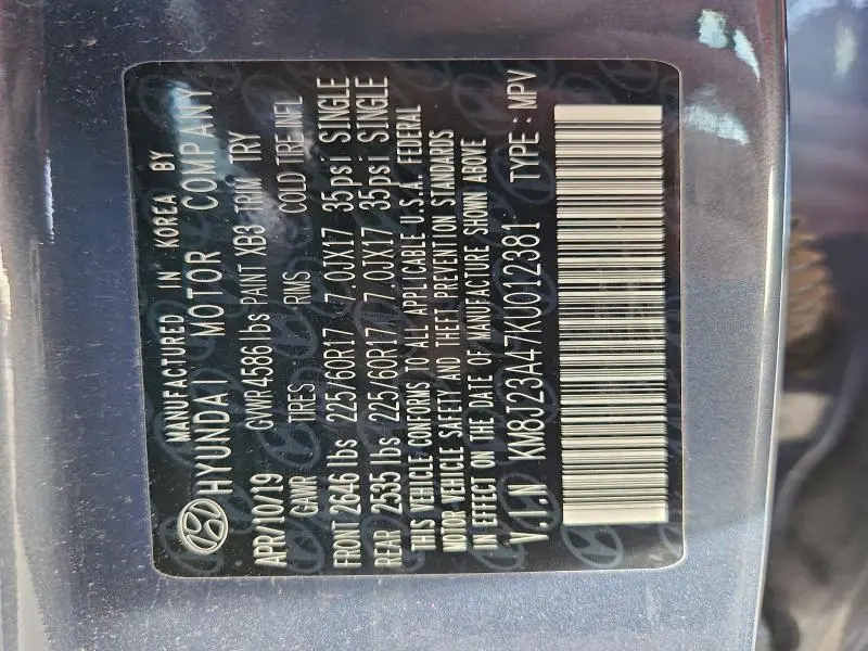 2019 HYUNDAI TUCSON SE  