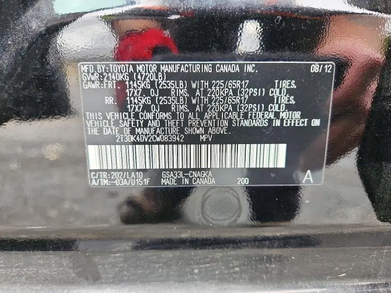 2012 TOYOTA RAV4 LIMITED  