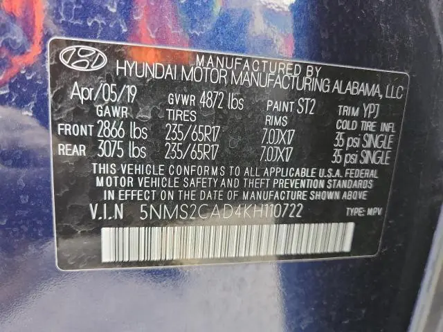 2019 HYUNDAI SANTA FE SE  