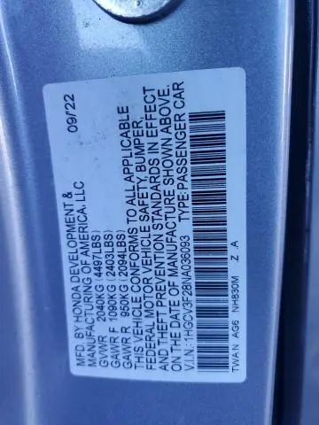 2022 HONDA ACCORD HYBRID SPORT  