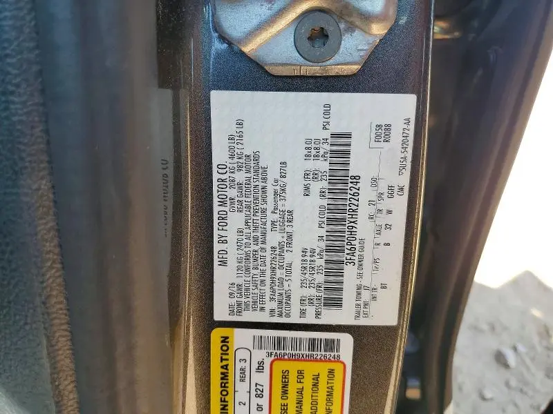 2017 FORD FUSION SE  
