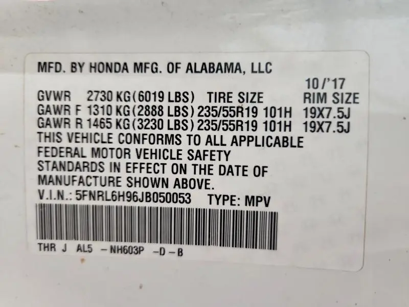 2018 HONDA ODYSSEY ELITE  