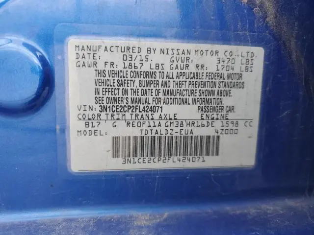 2015 NISSAN VERSA NOTE S  