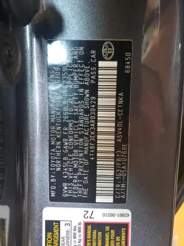2010 TOYOTA CAMRY BASE