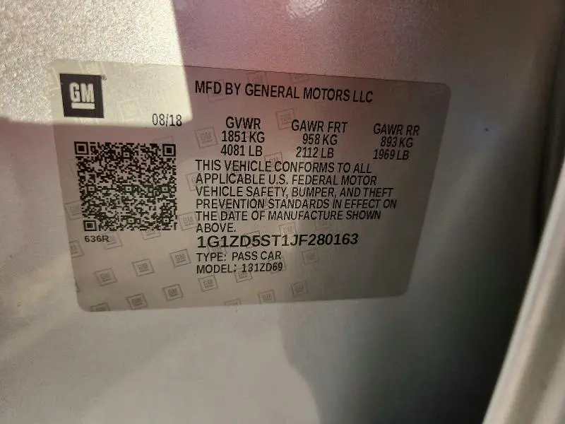 2018 CHEVROLET MALIBU LT  