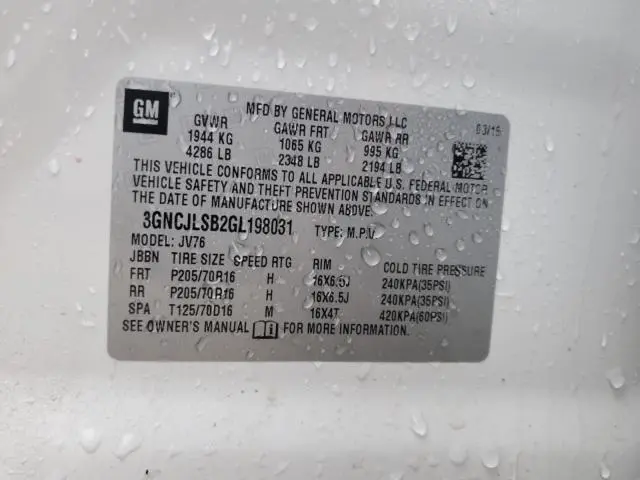 2016 CHEVROLET TRAX 1LT  
