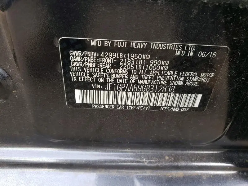2016 SUBARU IMPREZA   