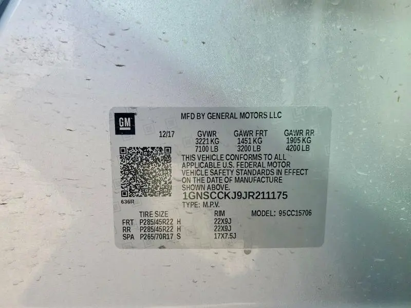 2018 CHEVROLET TAHOE C1500 PREMIER  